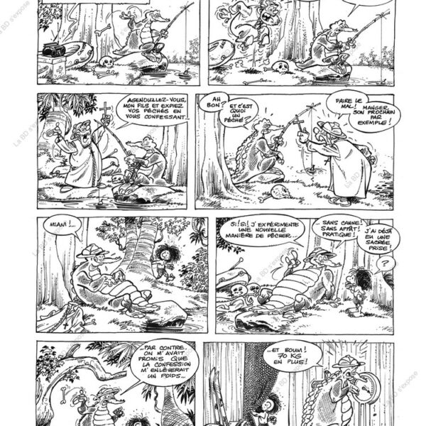 Croco et Fastefoude planche originale encrée gag 96 Pica