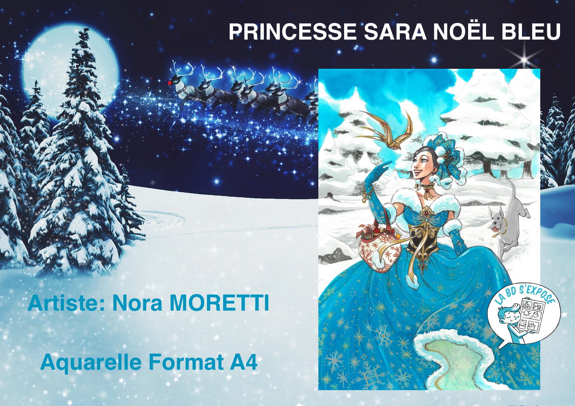 Sara noel bleu aquarelle Nora Moretti réseaux