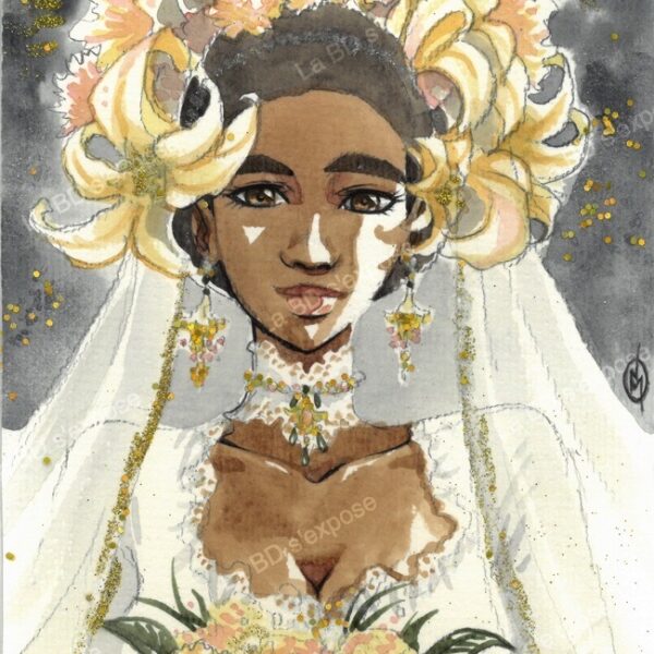 Aquarelle originale BD Becky Mariée Princesse Sara Nora moretti