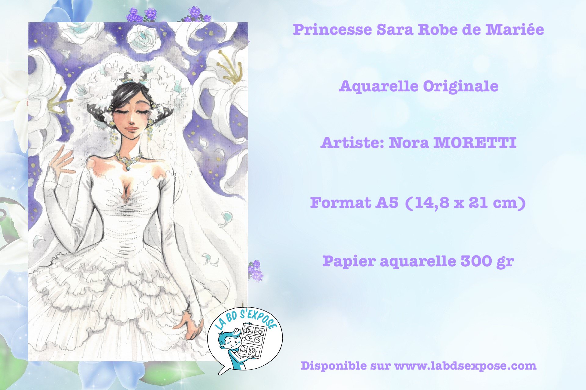 Réseaux Aquarelle Originale Princesse Sara robe de mariée Nora Moretti