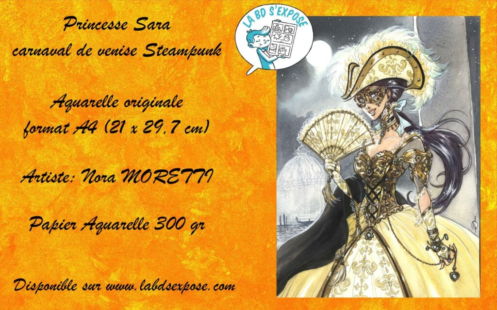 Réseaux Aquarelle originale Sara carnaval steampunk Nora Moretti