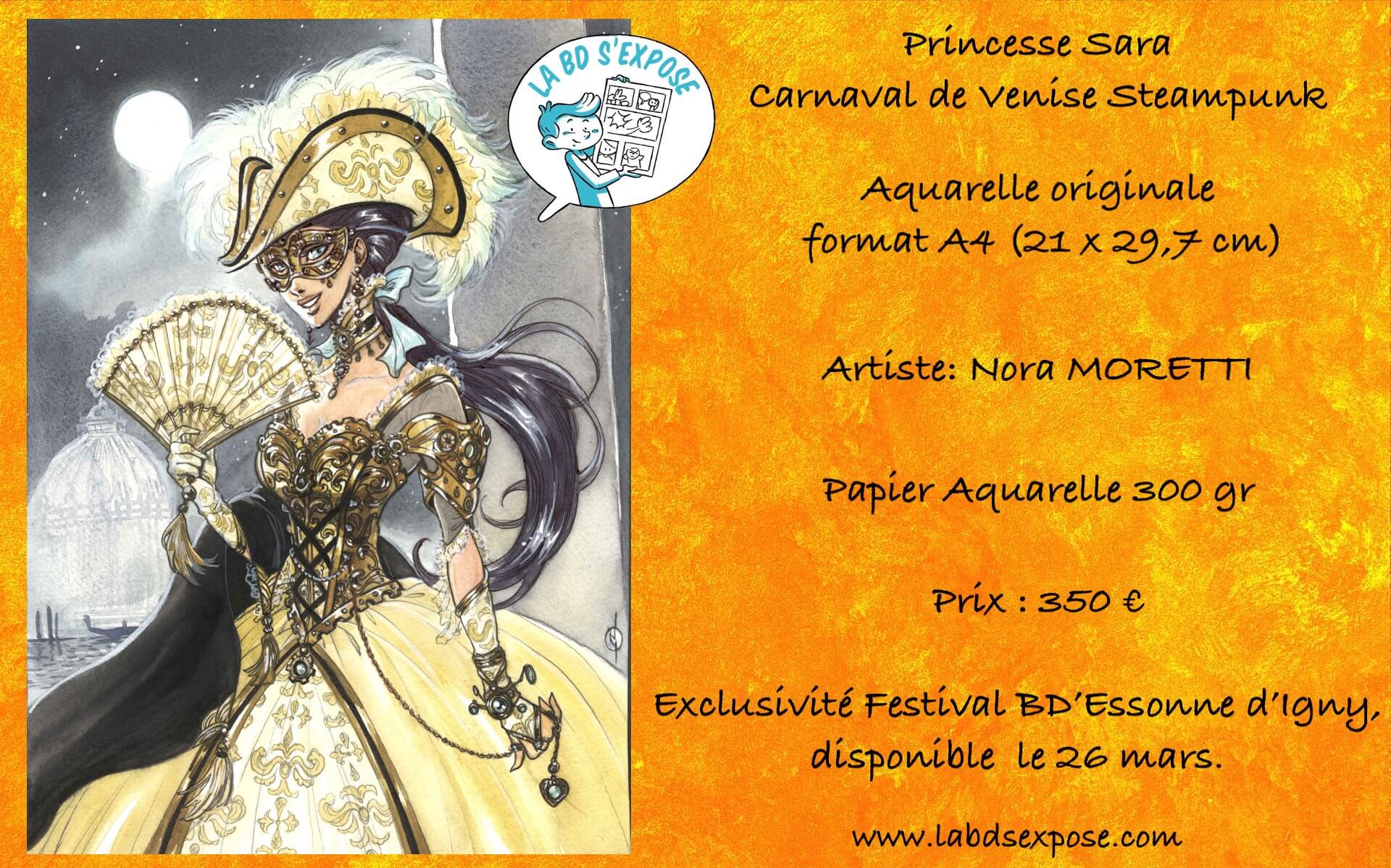 Réseaux exclu Igny aquarelle originale Princesse Sara Carnaval de Venise Steampunk Nora Moretti