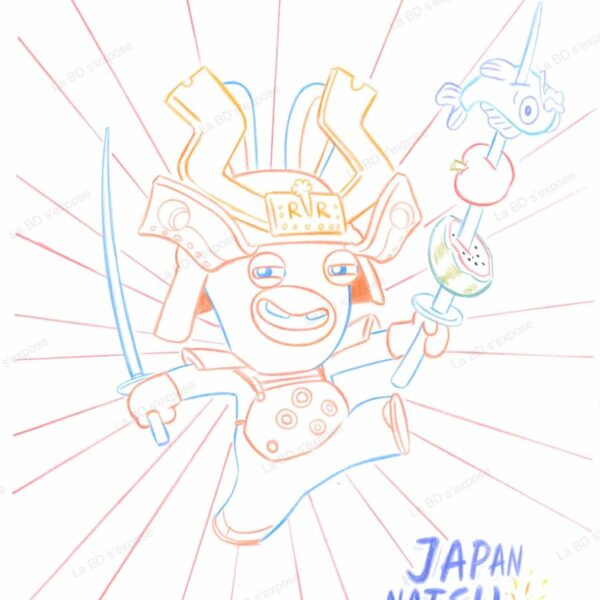 Dessin Original Lapins crétins Japan Natsu Romain Pujol La BD s'expose