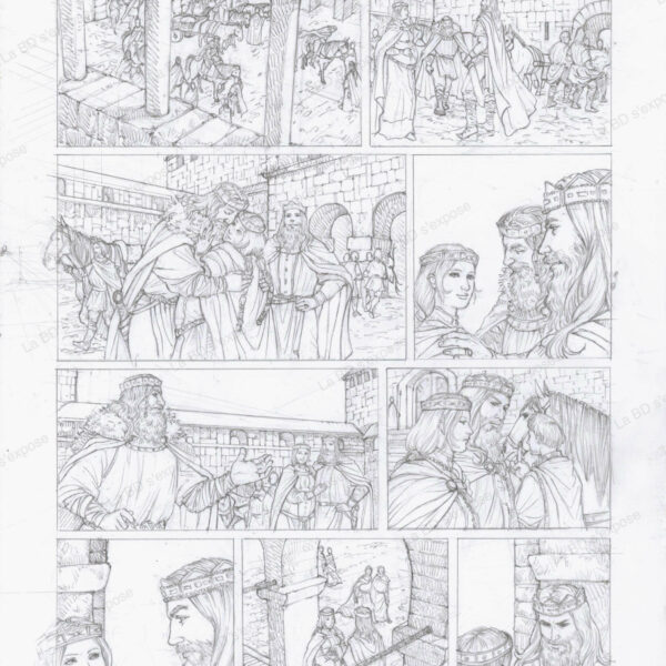 Planche originale de bandes dessinées Frédégonde T01P16 crayonné Alessia de Vincenzi La BD s'expose