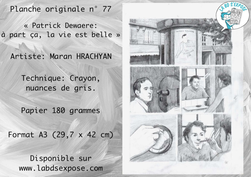 Réseaux planche originale de bandes dessinées Patrick Dewaere N°77 Maran Hrachyan La BD s'expose