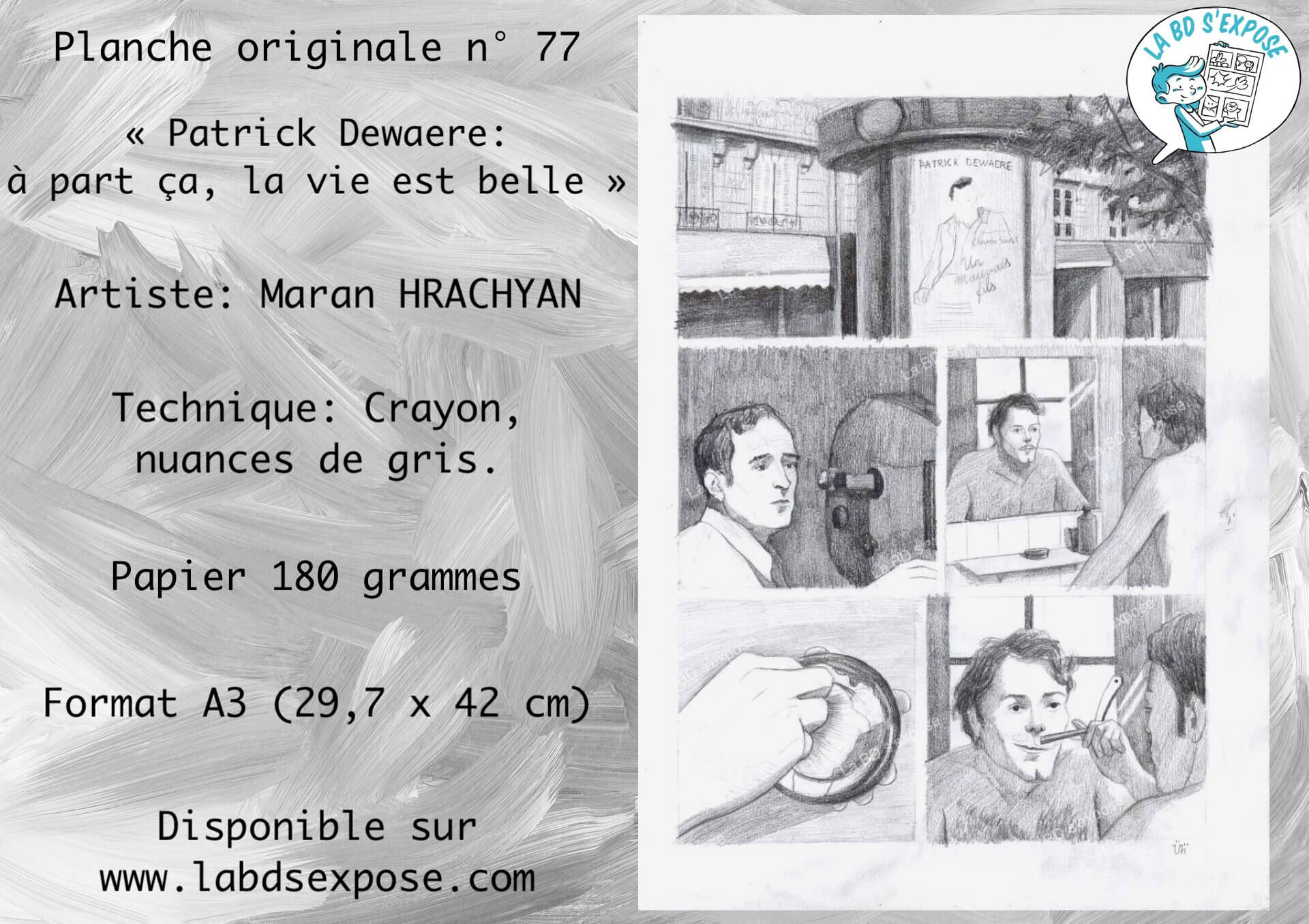 Réseaux planche originale de bandes dessinées Patrick Dewaere N°77 Maran Hrachyan La BD s'expose