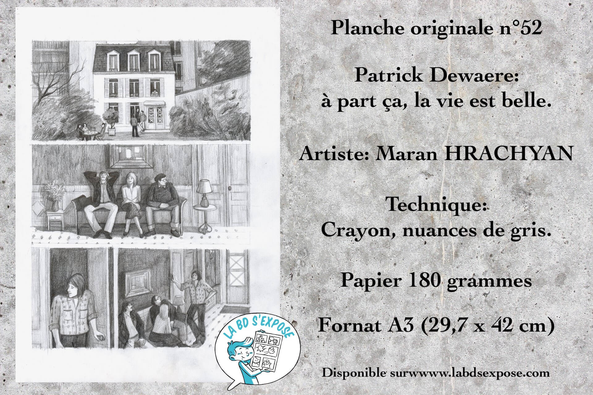 Réseau Planche originale de bandes dessinees Patrick Dewaere N°52 Maran Hrachyan La BD s'expose