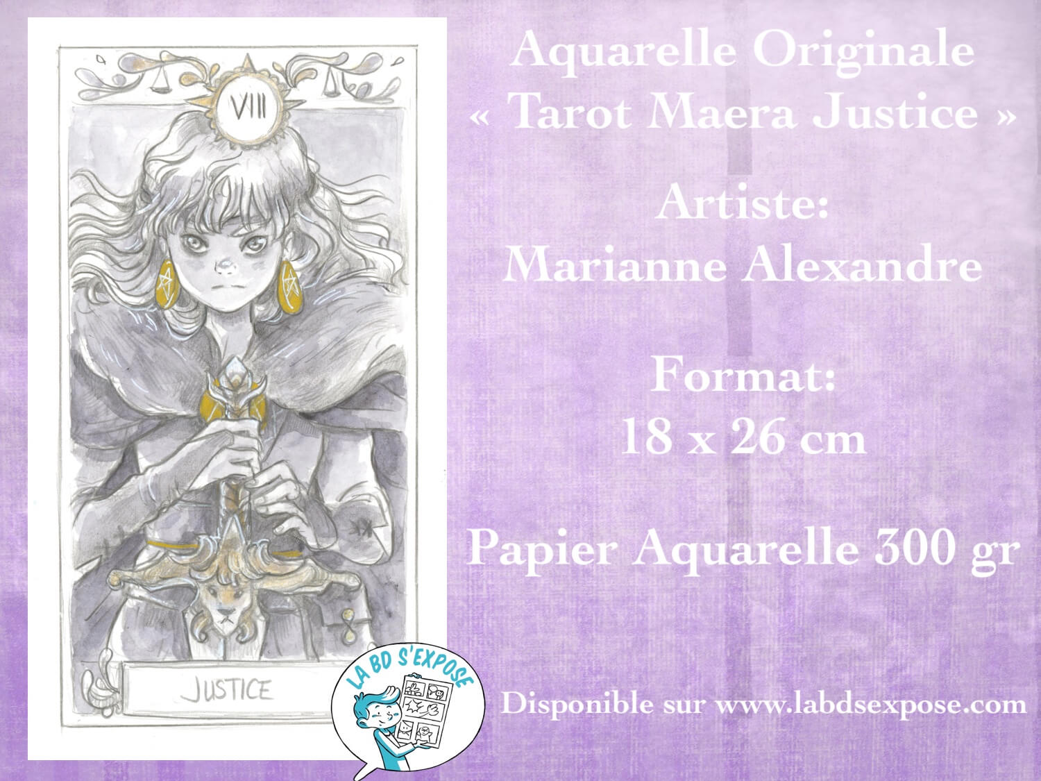 Réseaux Aquarelle originale Tarot Maera justice Marianne Alexandre La BD s'expose