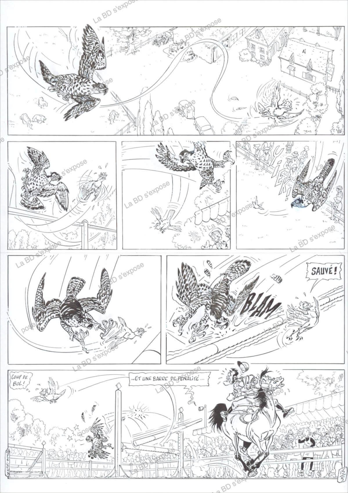 Planche originale de bandes dessinees Triple Galop Tome 5 P15 Benoit Du peloux La BD s'expose