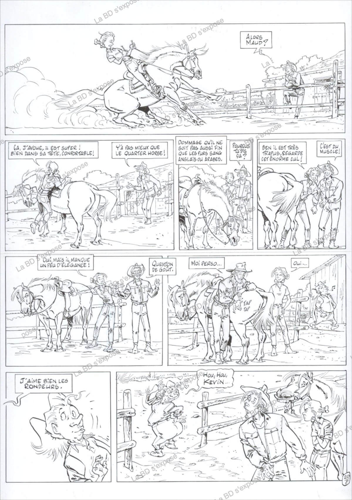 Planche originale de bandes dessinees Triple Galop Tome 8 P20 Benoit Du peloux La BD s'expose