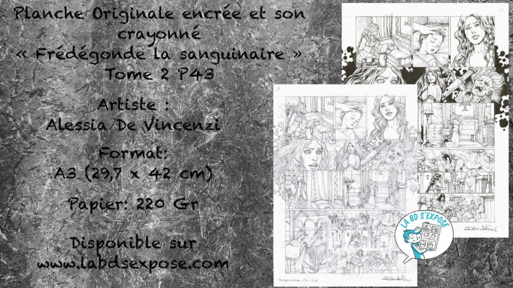Reseaux Planche originale de bandes dessinees Fredegonde la sanguinaire tome 2 P43 Alessia de Vincenzi La BD s'expose