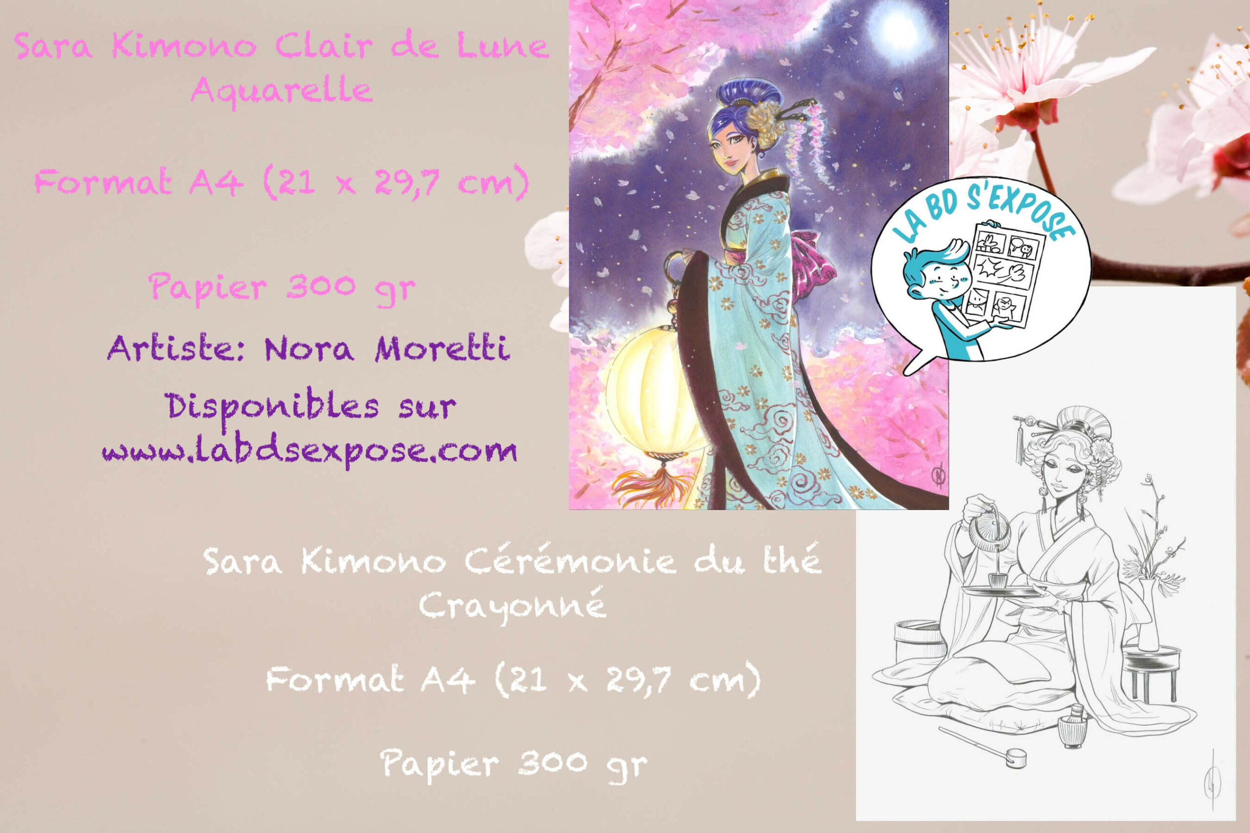 Réseaux Sara Kimono Aquarelle et Crayonné Nora Moretti La BD s'expose