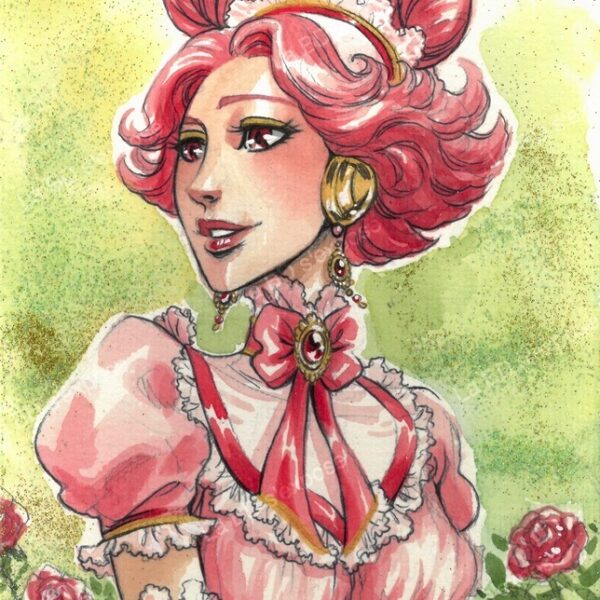 Aquarelle Originale Mariette Roses Nora Moretti La BD s'expose