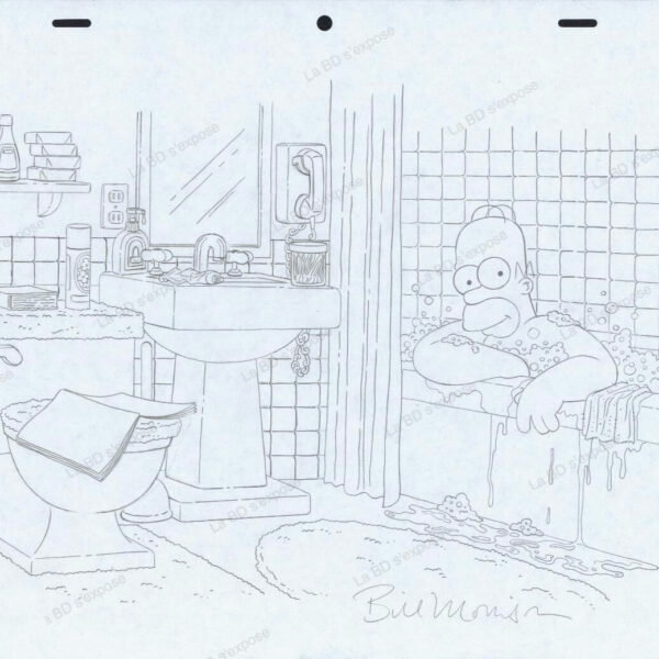 Dessin Original Homer Simpson Bathroom Bill Morrison La BD s'expose
