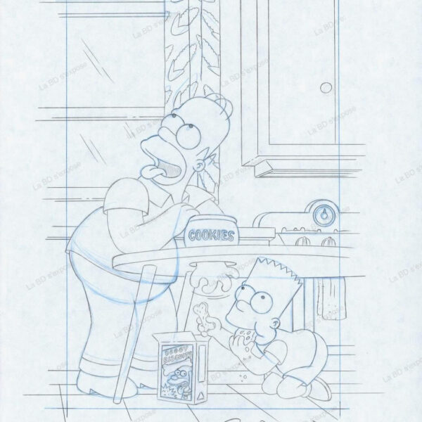 Planche originale de bande dessinee Simpsons Comics #122 crayonee Bill Morrison La BD s'expose