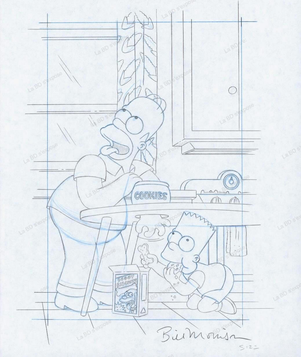 Planche originale de bande dessinee Simpsons Comics #122 crayonee Bill Morrison La BD s'expose
