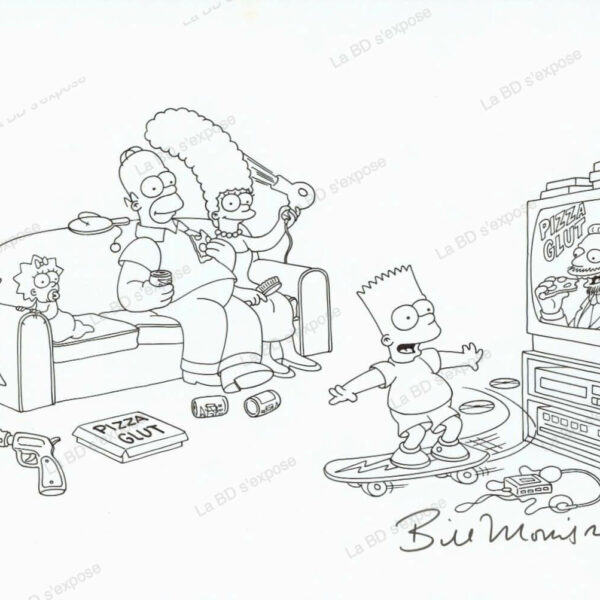 The Simpsons Family Encrage Planche originale de Bande dessinee Bill Morrison La BD s'expose