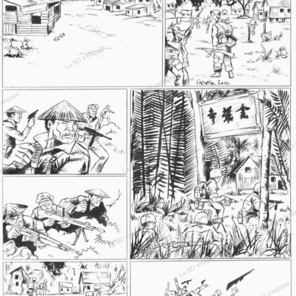 Planches originales de bandes dessinees Les marsouins de Leclerc Pascal Pelletier La BD s'expose