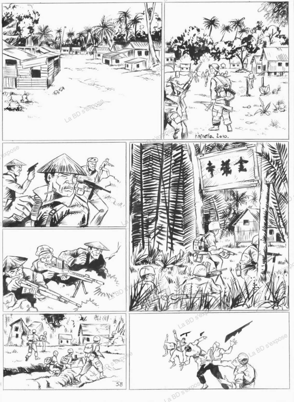 Planches originales de bandes dessinees Les marsouins de Leclerc Pascal Pelletier La BD s'expose