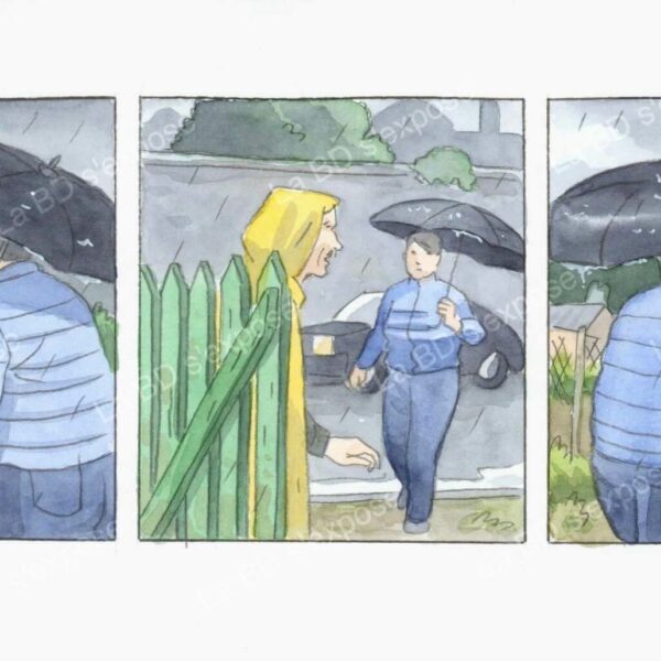 Aquarelle originale Le jardin de Rose P27 Hervé Duphot La BD s'expose