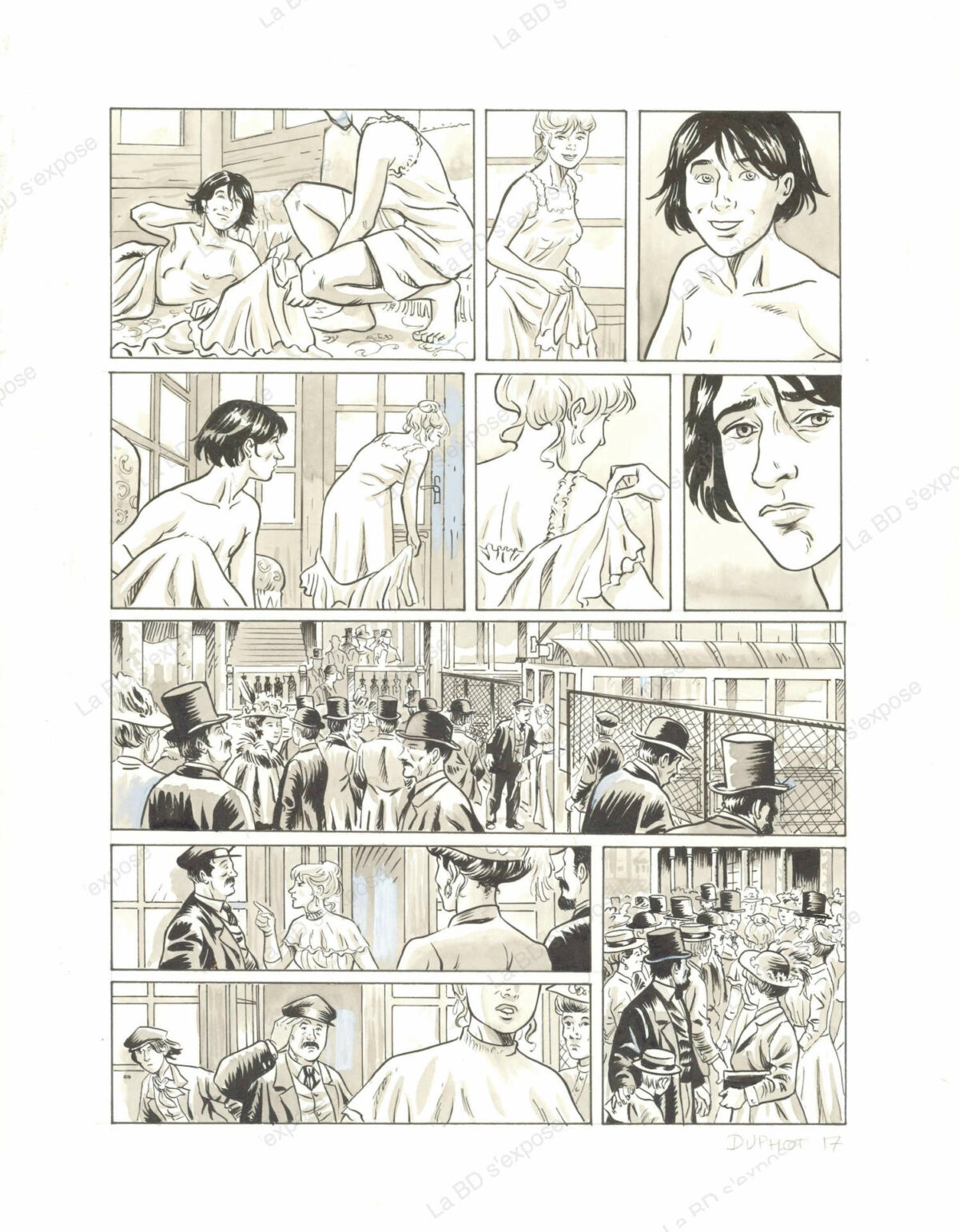 Planche originale de bande dessinee l'apache et la cocotte P43 Hervé Duphot La BD s'expose