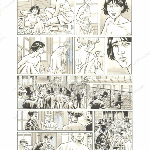 Planche originale de bande dessinee l'apache et la cocotte P43 Hervé Duphot La BD s'expose