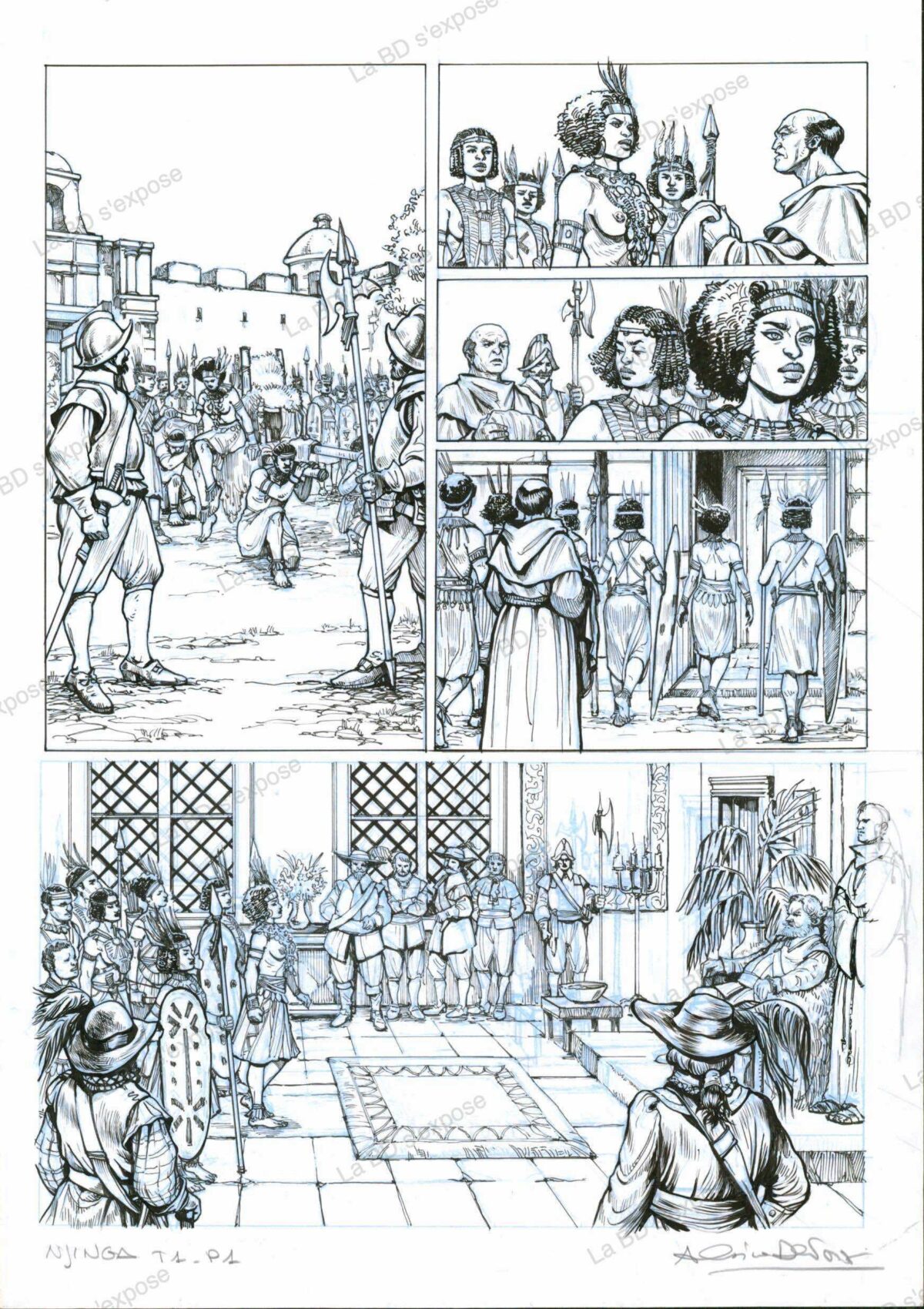 Planche originale de bandes dessinees Njinga tome 1 P2 encrage Alessia de Vincenzi La BD s'expose