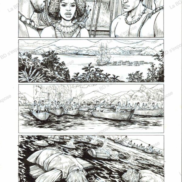 Planche originale de bandes dessinees Njinga tome 1 P41 encrage Alessia de Vincenzi La BD s'expose