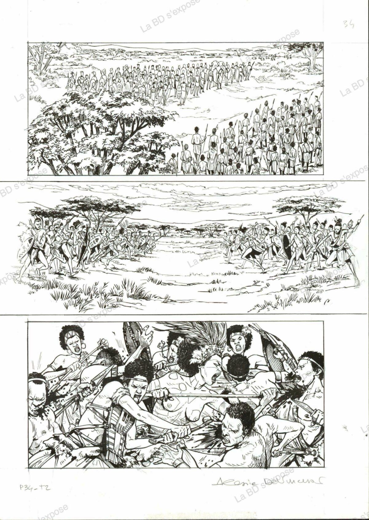 Planche originale de bandes dessinees Njinga tome 2 34 encrage Alessia de Vincenzi La BD s'expose
