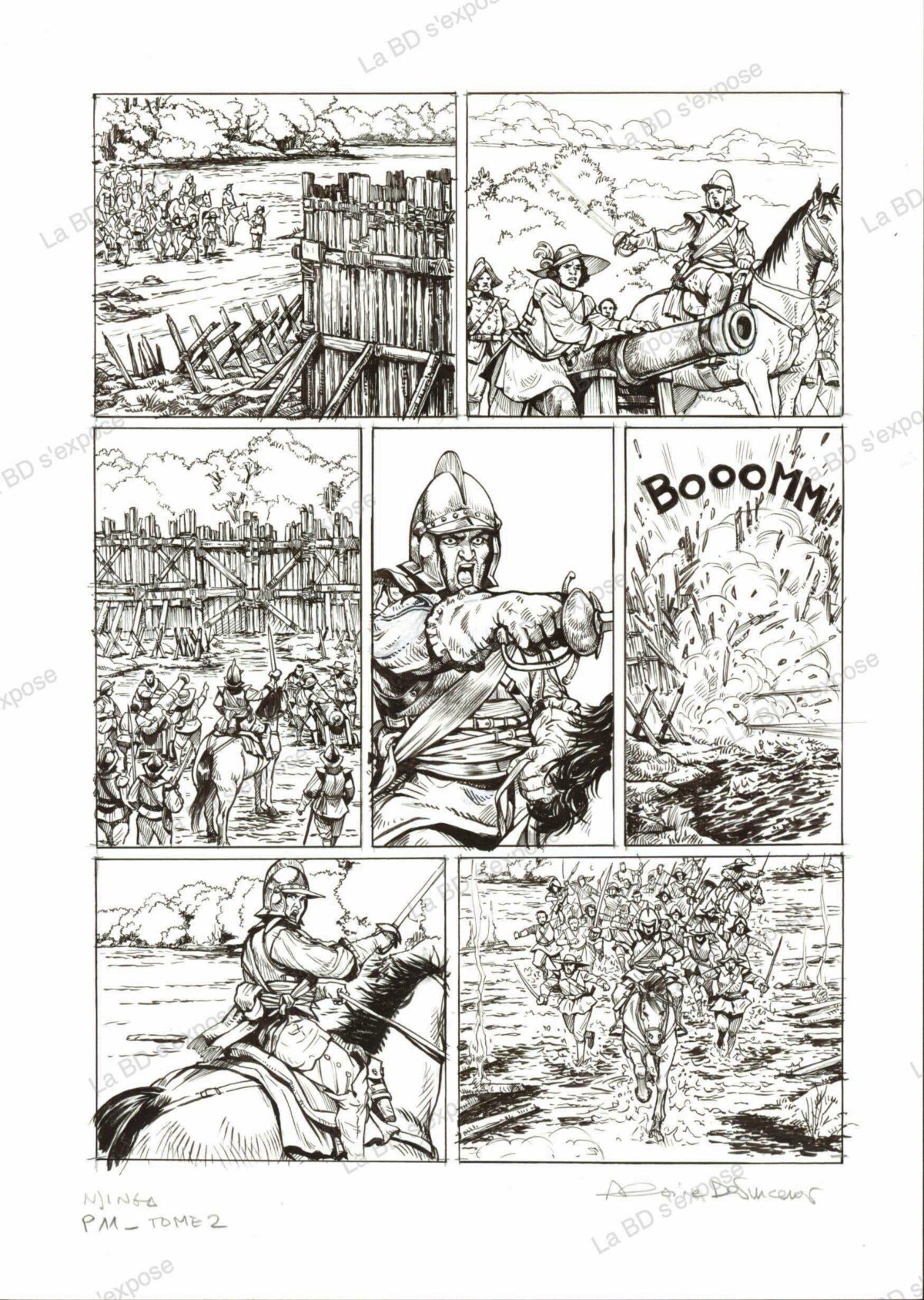 Planche originale de bandes dessinees Njinga tome 2 P11 encrage Alessia de Vincenzi La BD s'expose