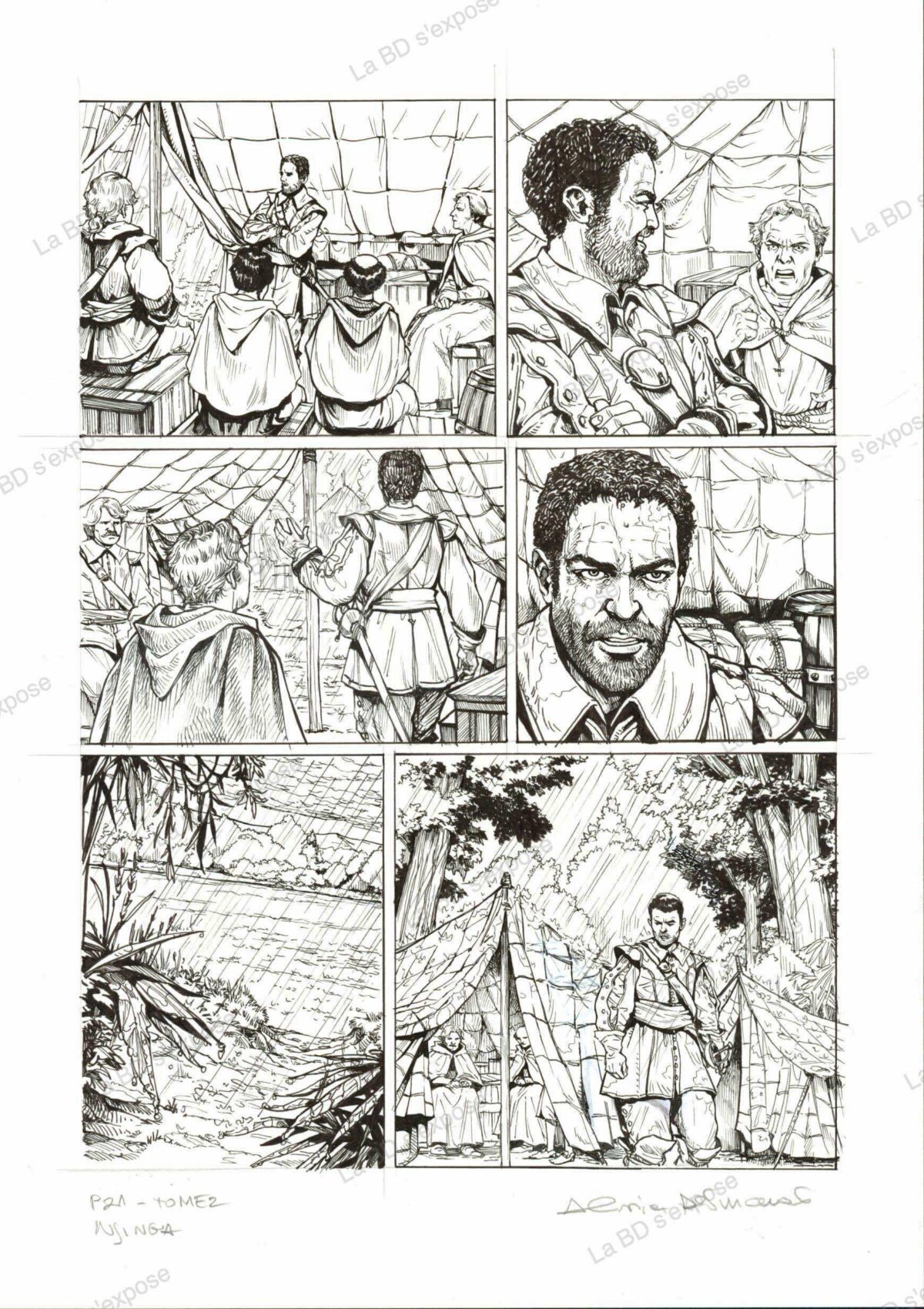 Planche originale de bandes dessinees Njinga tome 2 P21 encrage Alessia de Vincenzi La BD s'expose