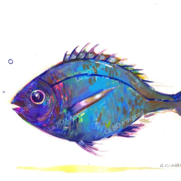 Dessin original Blue Fish Aurelie Guarino La BD s'expose
