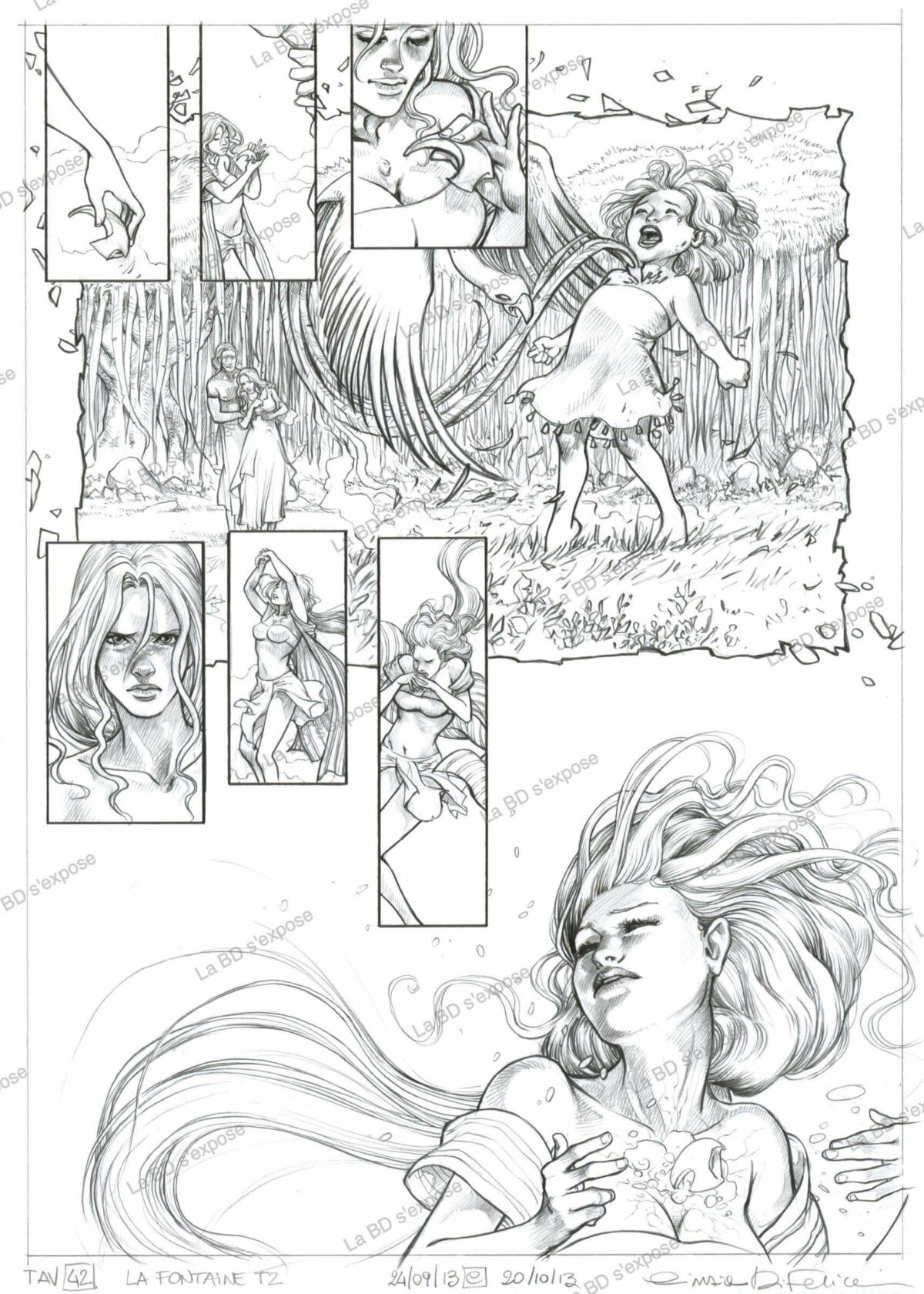 Planche originale de bande dessinee La fontaine dans le ciel tome 2 P42 Cinzia Di Felice La BD s'expose