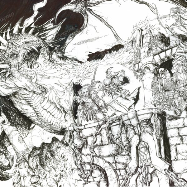 Dessin Original Bataille Dragon Paolo Deplano La BD s'expose