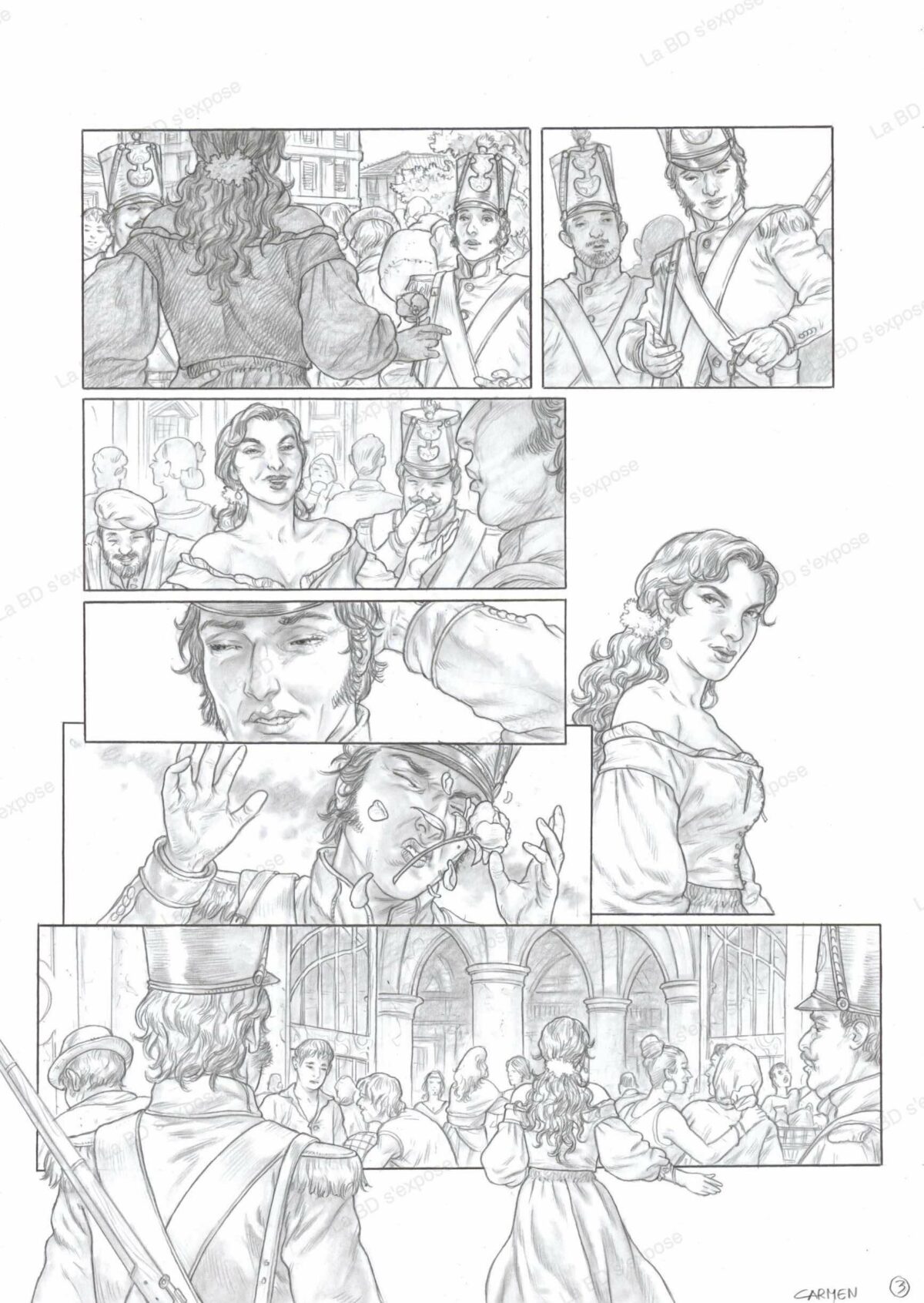 Planche Originale Carmen P3 Gianenrico Bonacorsi La BD s'expose