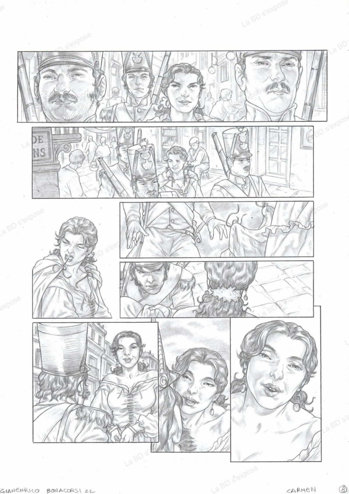 Planche Originale Carmen P8 Gianenrico Bonacorsi La BD s'expose