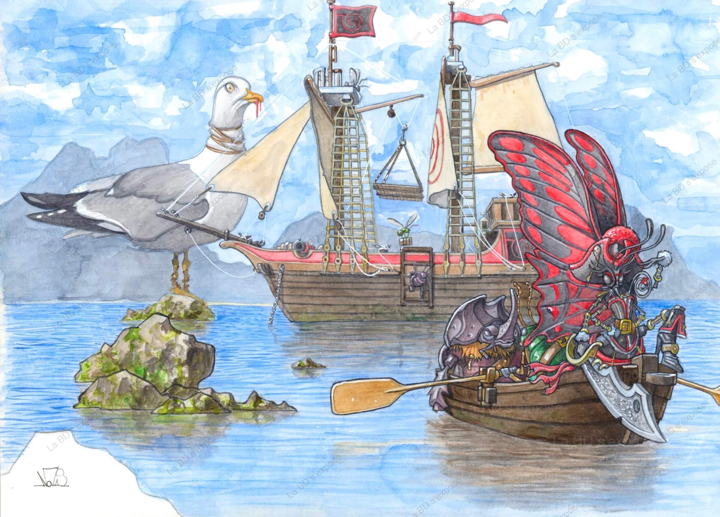 Le bateau des pirates en plastok planche originale de BD Plastok Nicolas Signarbieux La BD s'expose Le bateau des pirates en plastok planche originale de BD Plastok Nicolas Signarbieux La BD s'expose